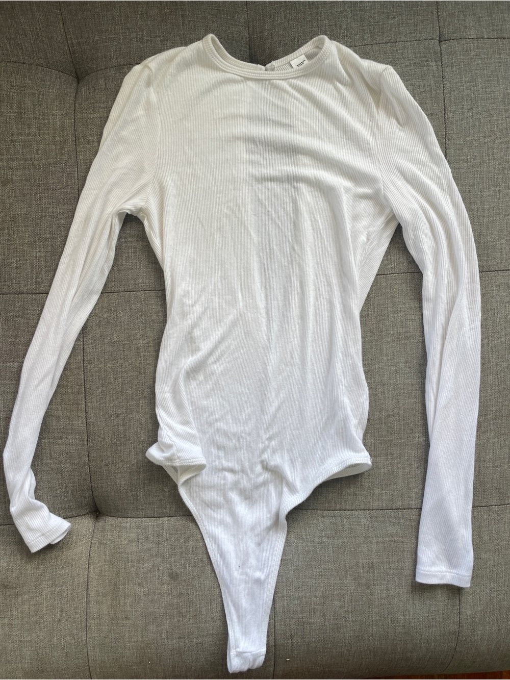 American Apparel White Long-Sleeve Ribbed Bodysuit - Small